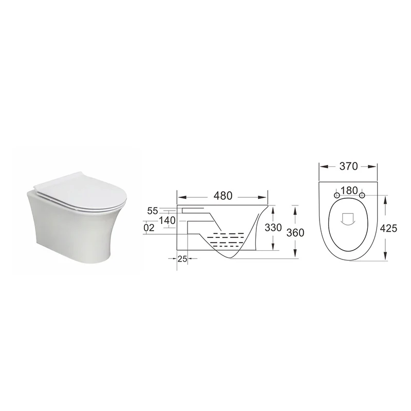 Munich Wall Hung Toilet & SAN85 1.1m Wall Hung WC Frame Deal & Brushed Brass Flush Plate