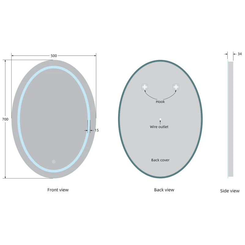 Bonita 700mm x 500mm Oval LED Mirror with Colour Change