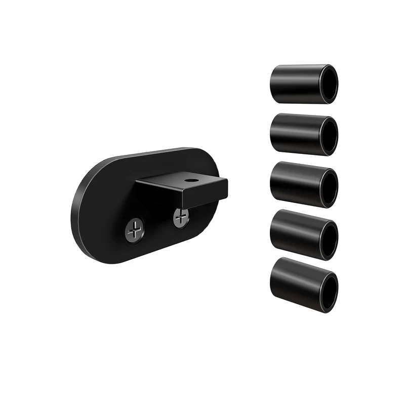 Kit connecteurs fixation murale pour garde-corps en aluminium, fixation de l’extrémité sur le mur, finition noir mat