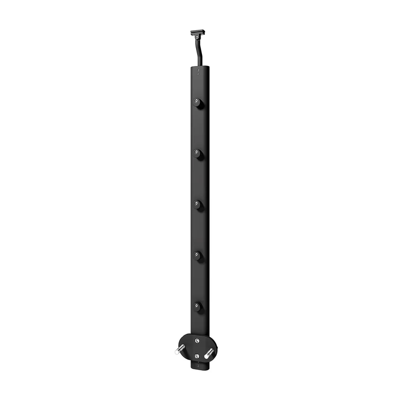 Poteau aluminium fixation latérale noir mat, support pour garde-corps aluminium
