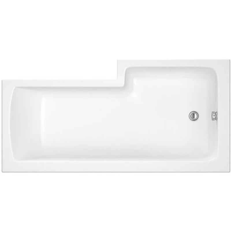 Linea 1500mm L-Shape Shower Bath, Front Panel & Screen - Left Hand
