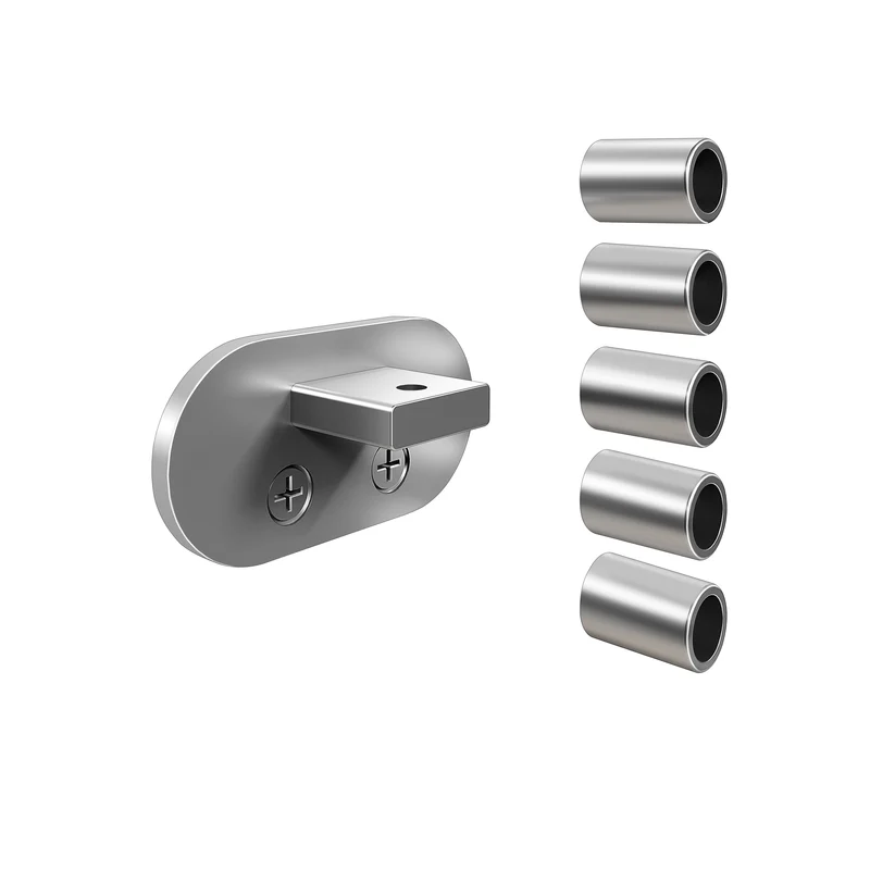Kit connecteurs fixation murale pour garde-corps en aluminium, fixation de l’extrémité sur le mur, finition argent mat