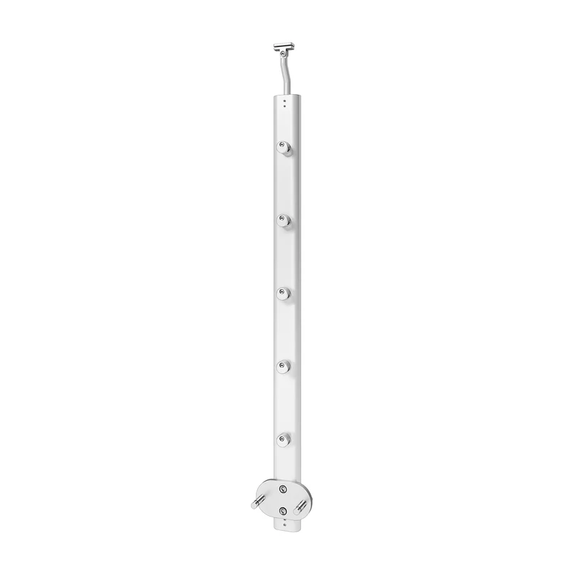 Poteau aluminium argent mat à fixation latérale pour support et fixation de garde-corps aluminium