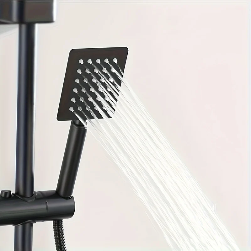 Douchette de douche carrée en inox, chromée ou noire