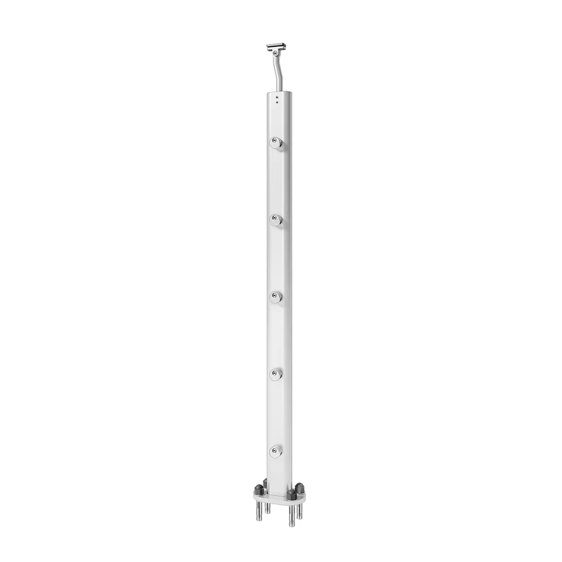 Poteaux en aluminium finition argent mat à fixer au sol, support pour garde-corps aluminium