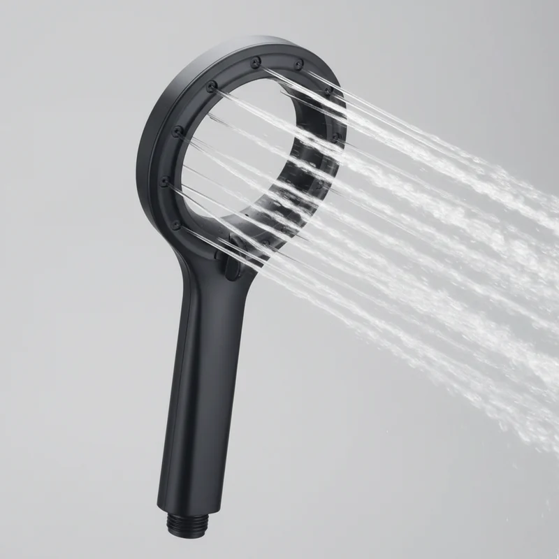 Douchette de douche annulaire haute pression, noire