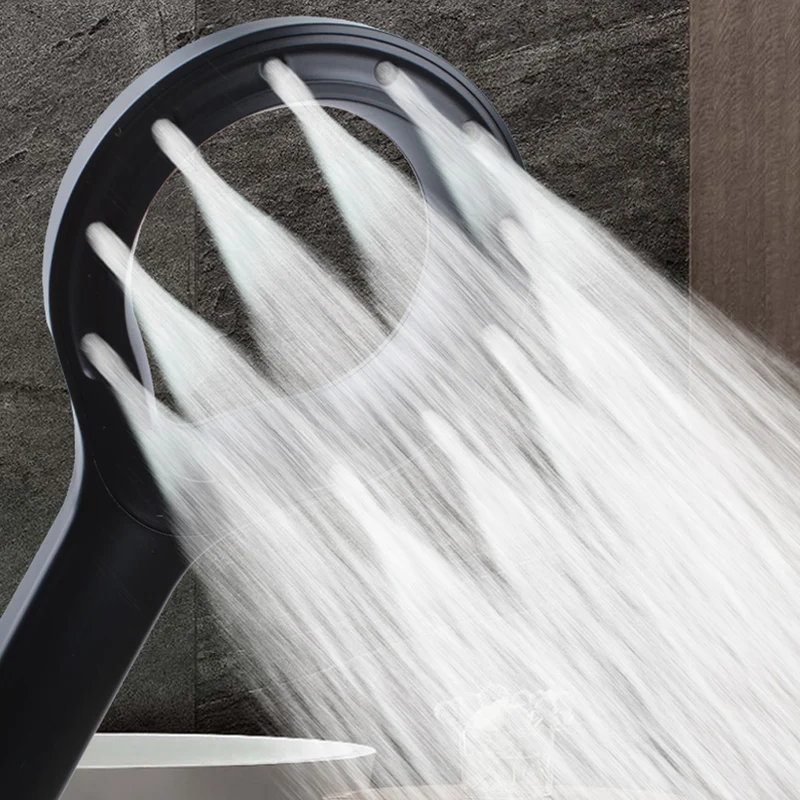 Douchette de douche annulaire haute pression, noire