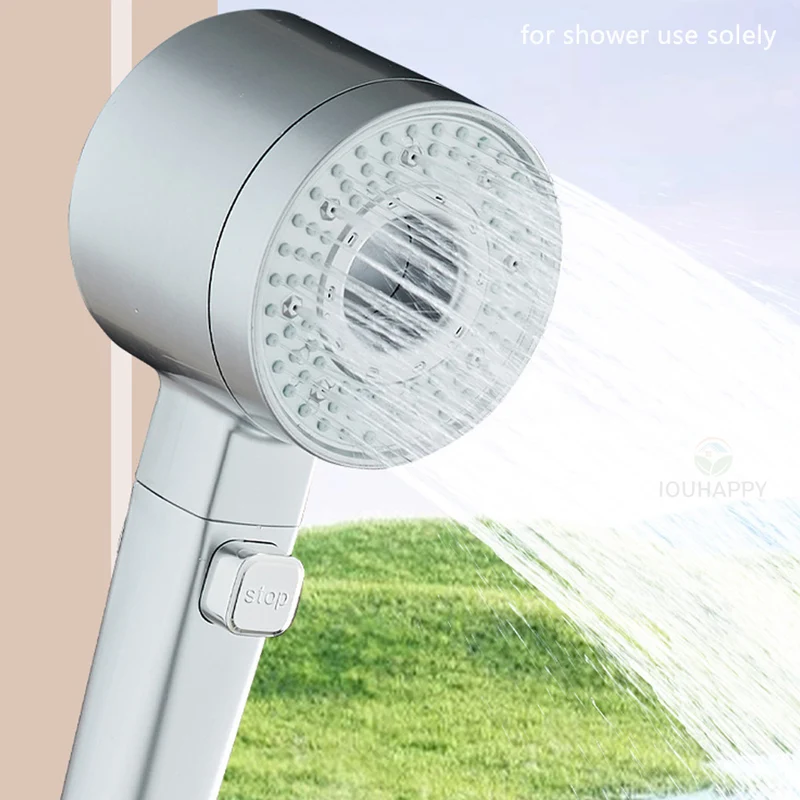 Douchette de douche 5 jets avec bouton d'arrêt, argent ou gris