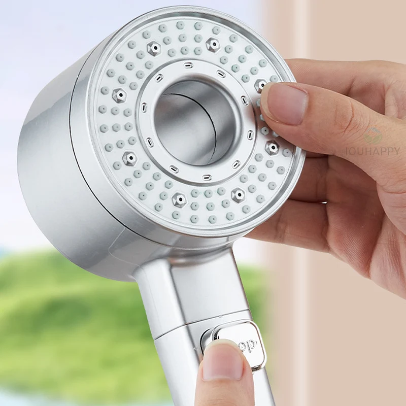 Douchette de douche 5 jets avec bouton d'arrêt, argent ou gris