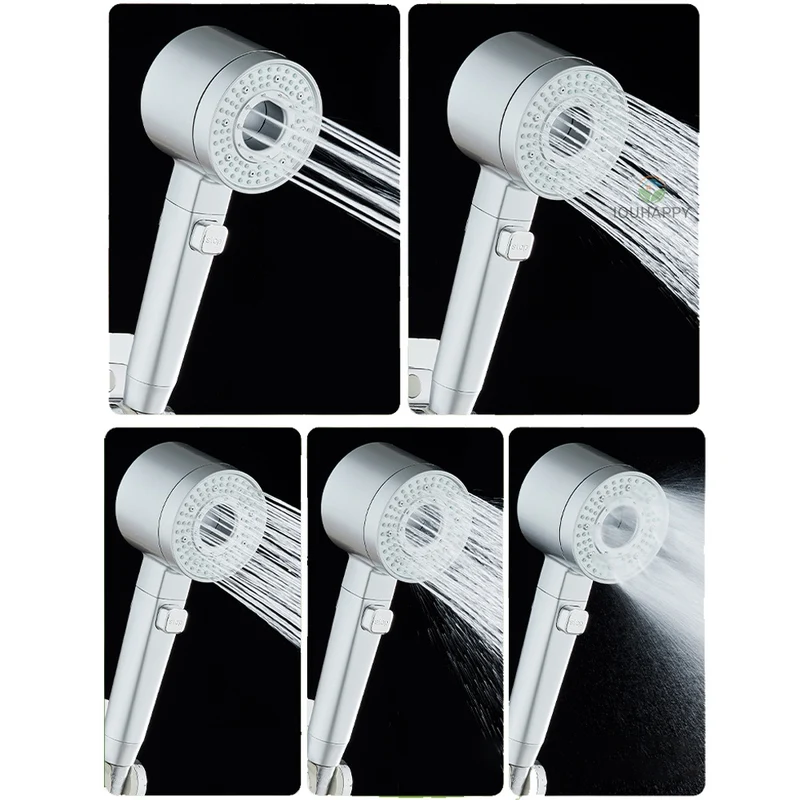 Douchette de douche 5 jets avec bouton d'arrêt, argent ou gris