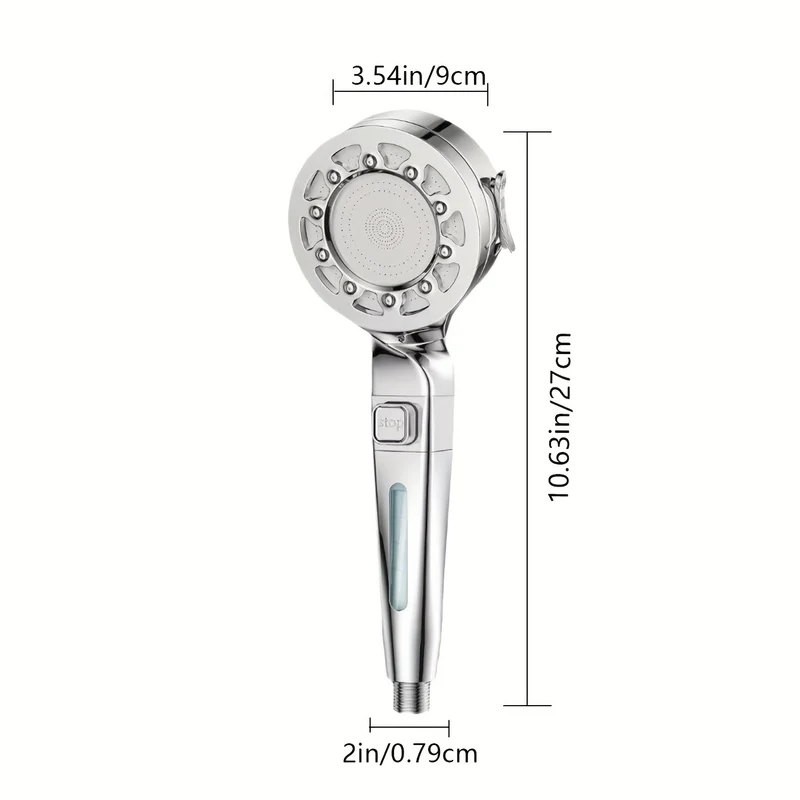 Douchette de douche 4 jets avec filtre et bouton d'arrêt