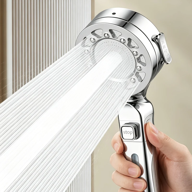 Douchette de douche 4 jets avec filtre et bouton d'arrêt