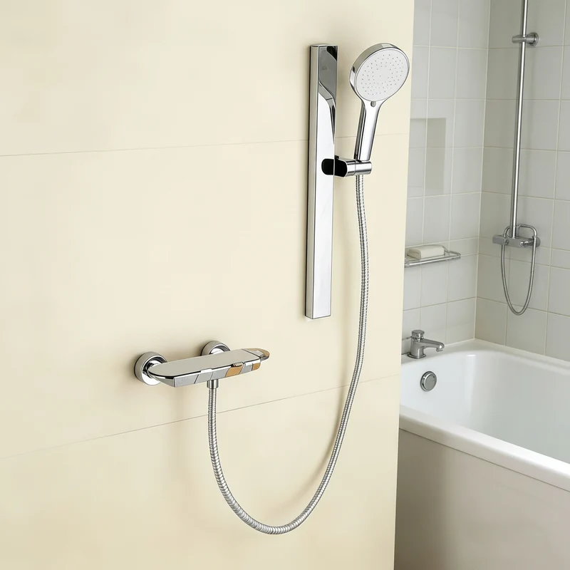 Colonne de douche thermostatique avec tablette extra-large et douchette