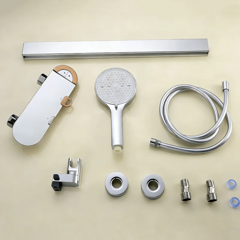 Colonne de douche thermostatique avec tablette extra-large et douchette