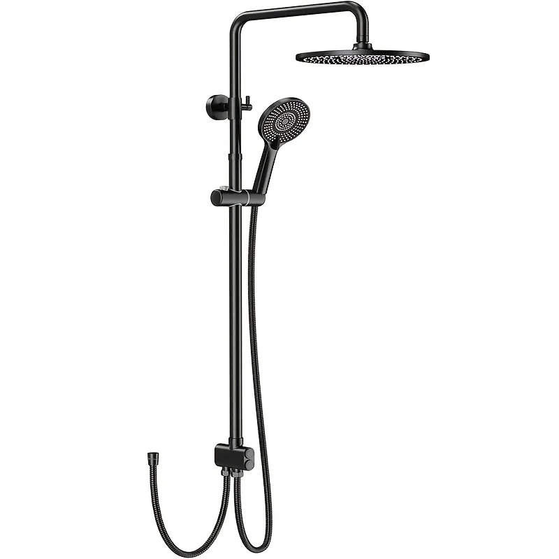 Colonne de douche noire sans robinetterie avec ciel de pluie 25 cm