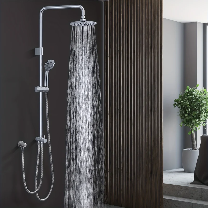 Colonne de douche chromée sans robinetterie à inverseur rotatif