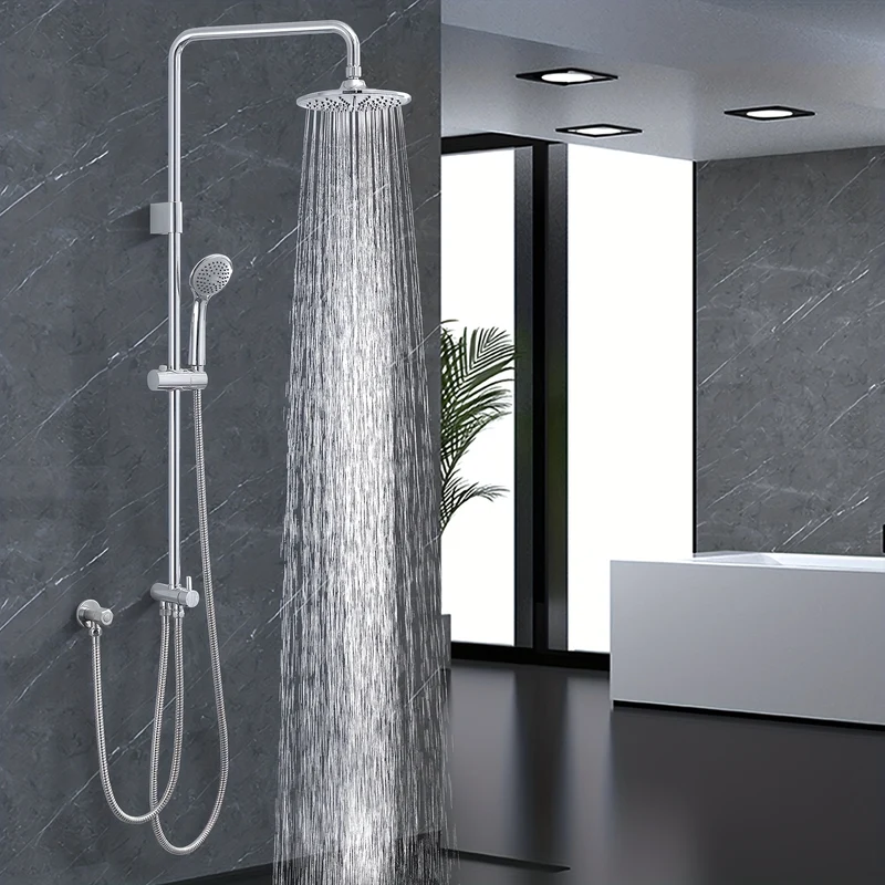 Colonne de douche chromée sans robinetterie à inverseur rotatif