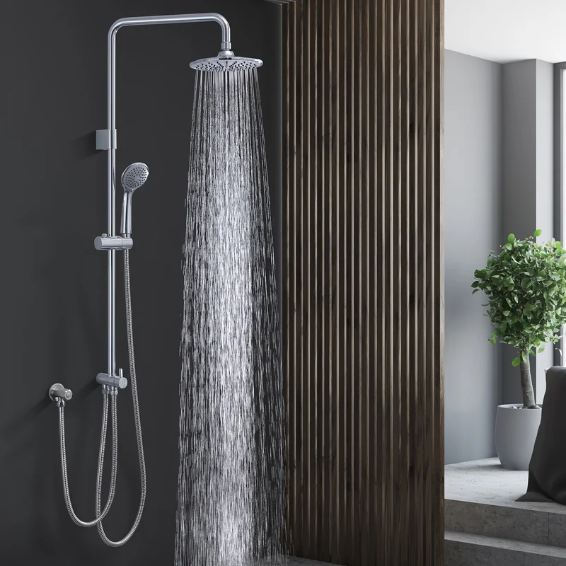 Colonne de douche chromée sans robinetterie à inverseur à levier