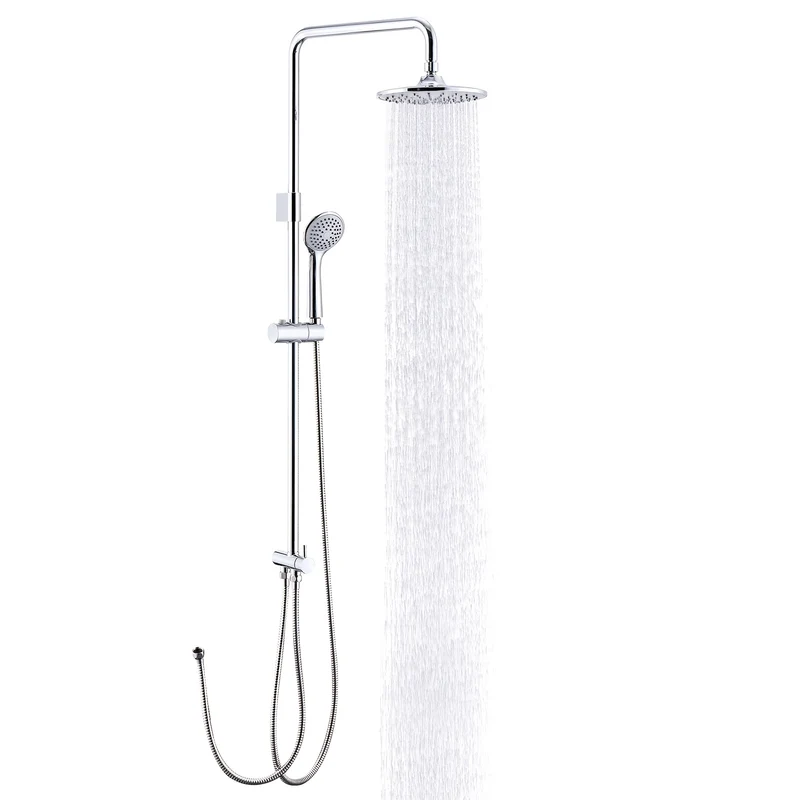 Colonne de douche chromée sans robinetterie à inverseur à levier