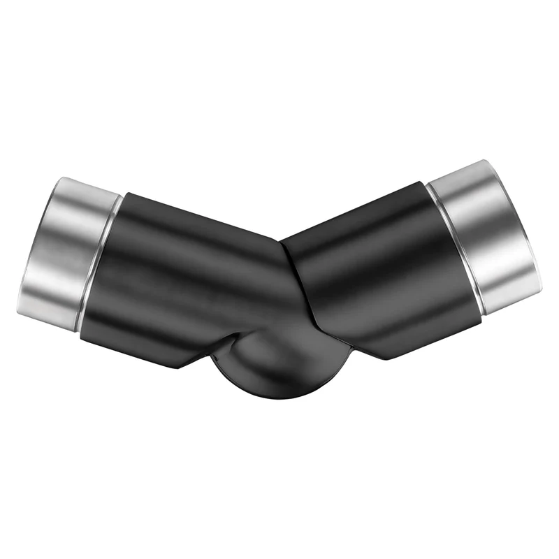 Raccord d'angle noir | Connecteur en inox 304 pour main courante | 137,6 mm, Ø 42,2 mm - FTQ-FH-B