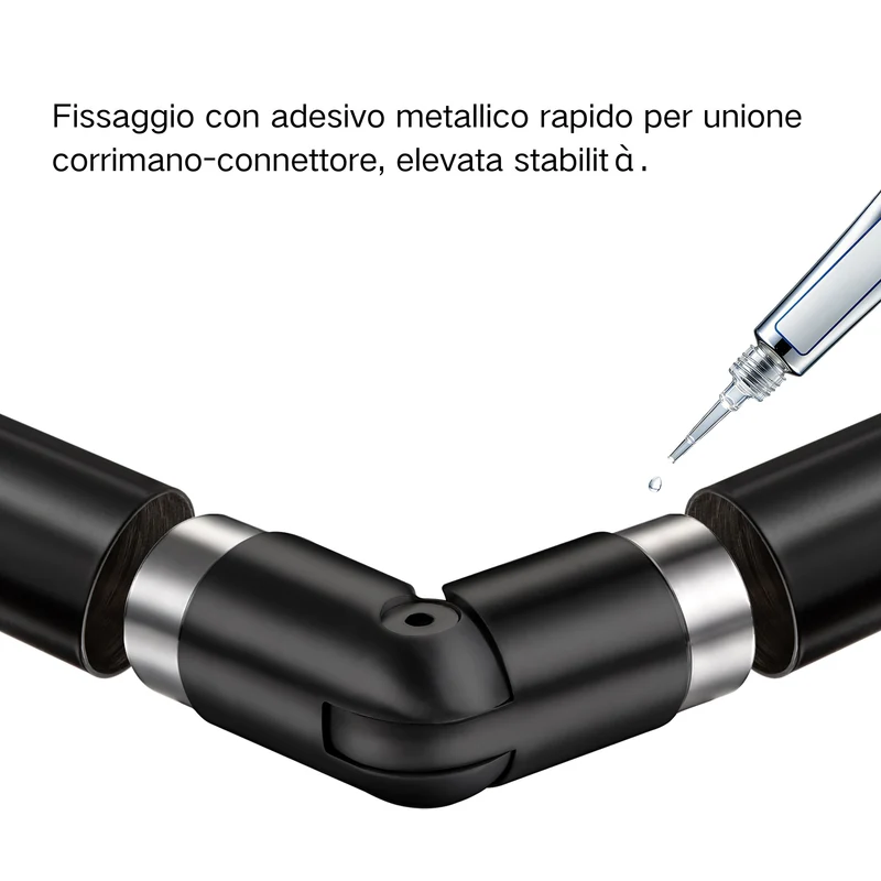 Raccord d'angle noir | Connecteur en inox 304 pour main courante | 137,6 mm, Ø 42,2 mm - FTQ-FH-B