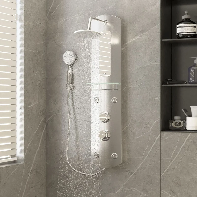 Colonne de douche hydromassante 4 jets avec tablette en verre