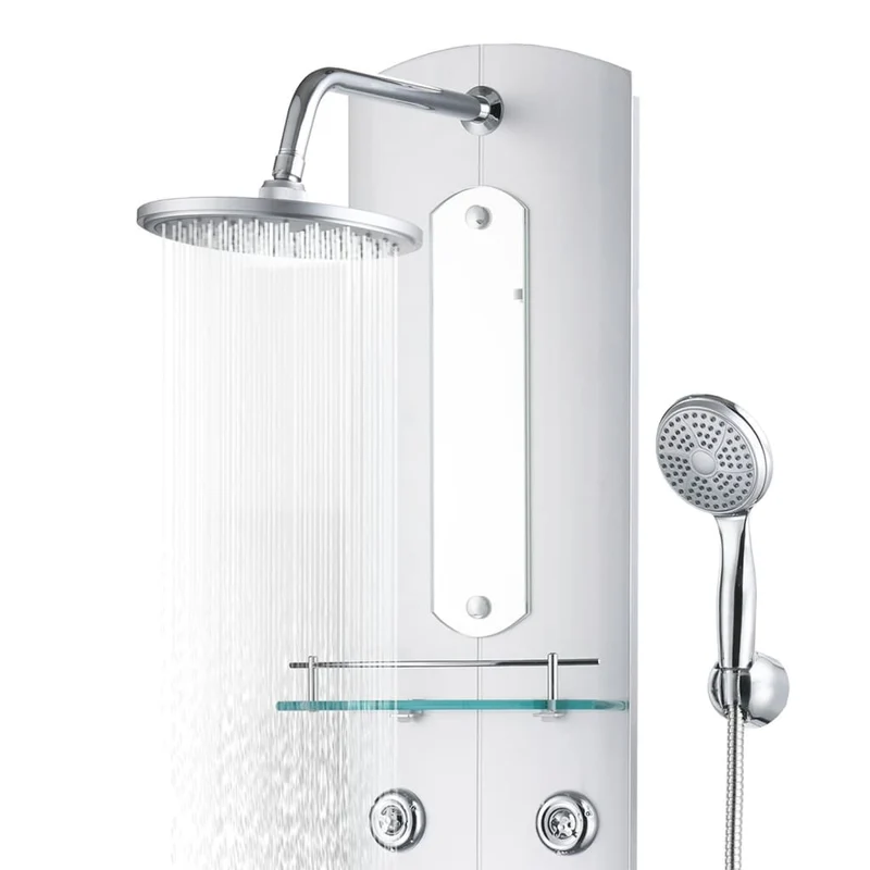 Colonne de douche hydromassante 4 jets avec tablette en verre