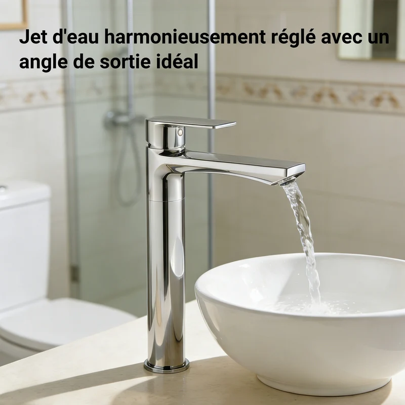 AICA Robinet de lavabo en zinc alliage, mitigeur monocommande avec bec hauteur 242 mm, robinet de salle de bain chromé