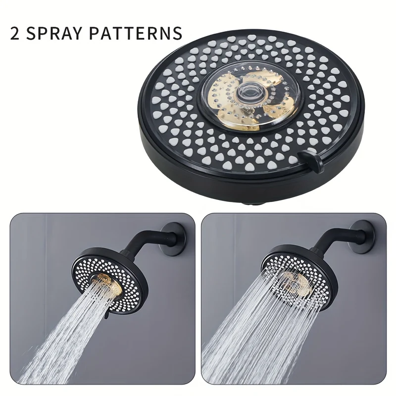 Pommeau de douche rond multi-jets à turbine, chromé ou noir