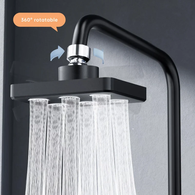 Pommeau de douche carré 6 buses avec effet surpresseur