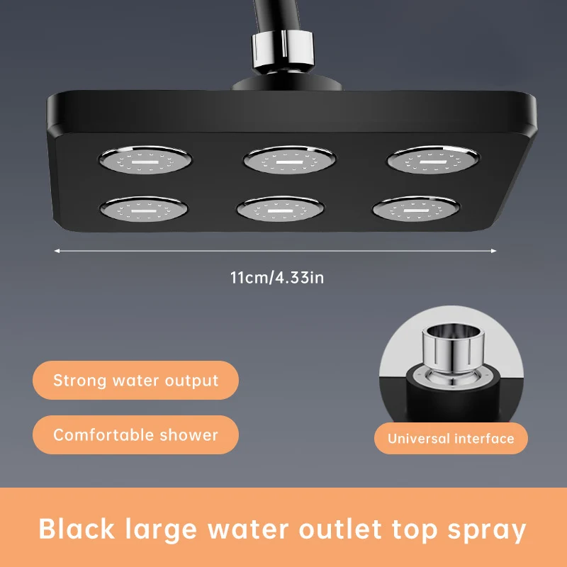 Pommeau de douche carré 6 buses avec effet surpresseur