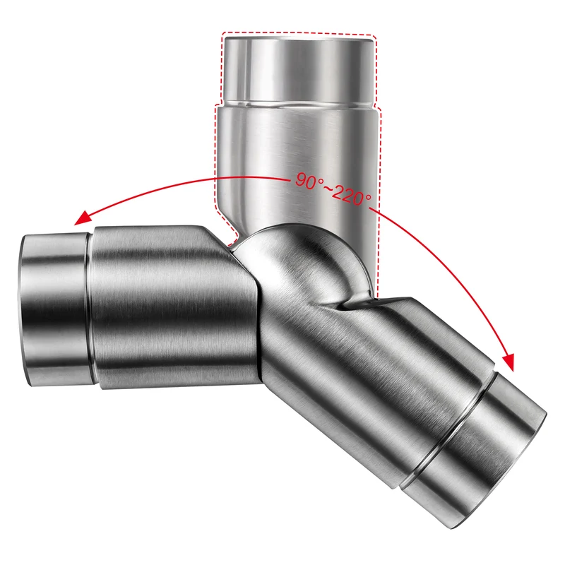 Raccord d'angle | Connecteur en inox 304 pour main courante | 137,6 mm, Ø 42,2 mm - FTQ-FH