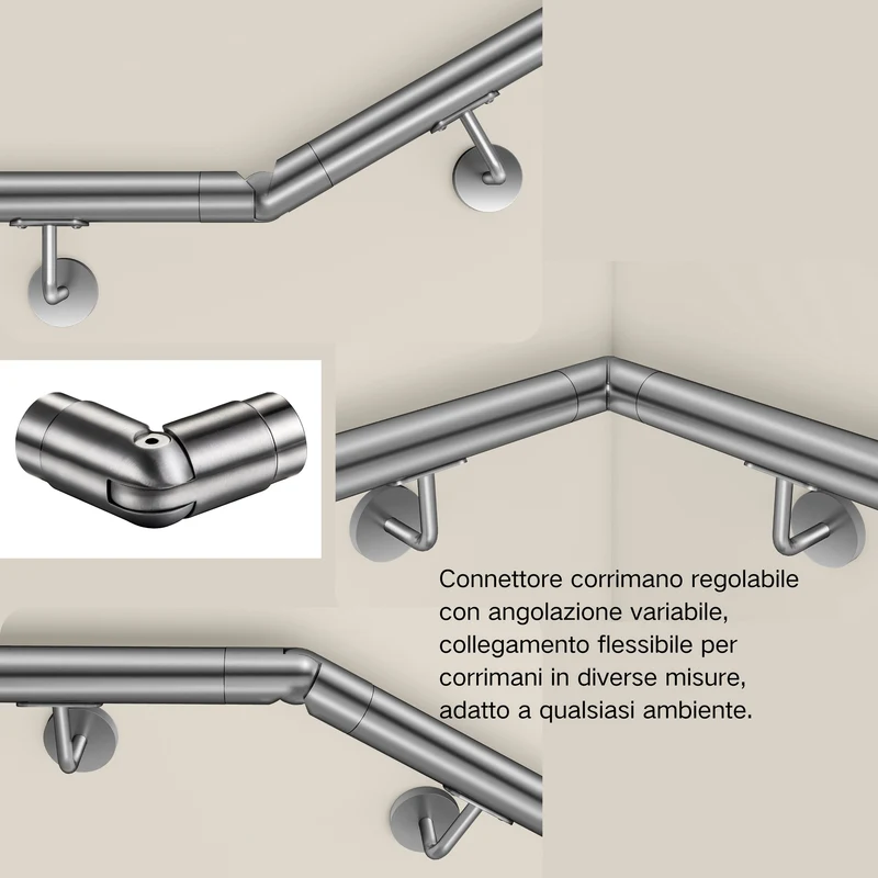 Raccord d'angle | Connecteur en inox 304 pour main courante | 137,6 mm, Ø 42,2 mm - FTQ-FH