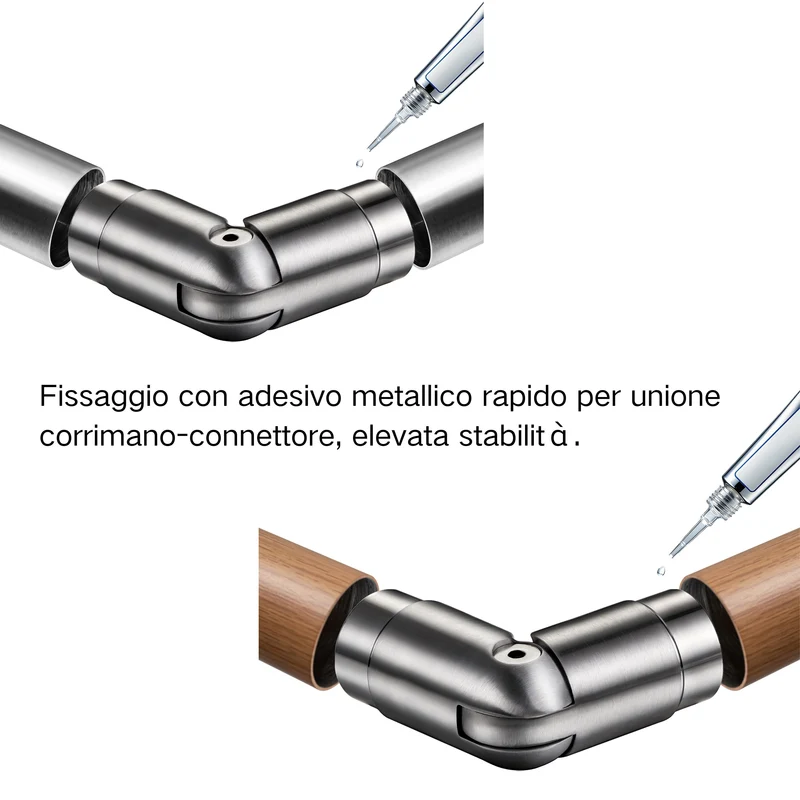 Raccord d'angle | Connecteur en inox 304 pour main courante | 137,6 mm, Ø 42,2 mm - FTQ-FH