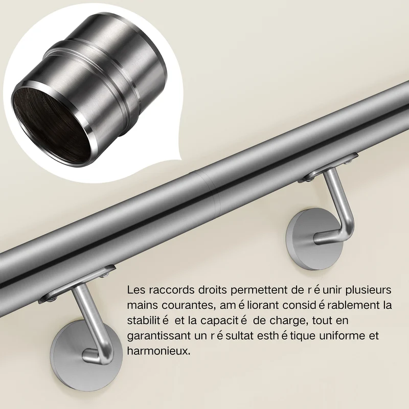 Raccord droit | Connecteur en inox 304 pour main courante | L45mm x ∅42.2mm - FTQ-FL