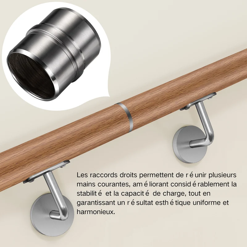 Raccord droit | Connecteur en inox 304 pour main courante | L45mm x ∅42.2mm - FTQ-FL