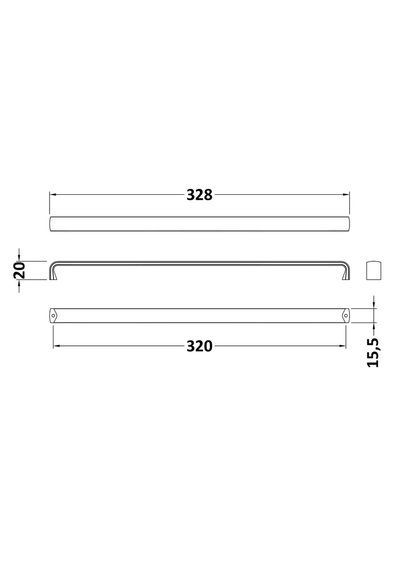 Brushed Pewter D Furniture Handle With 320mm Centres