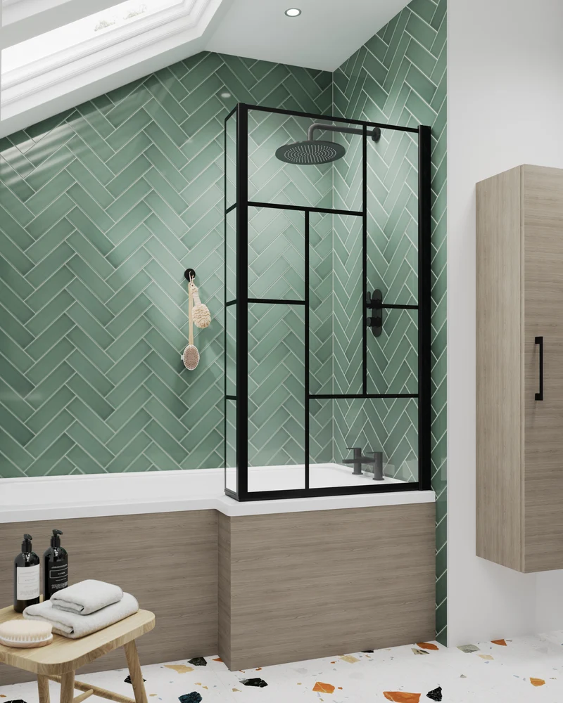 1700mm Square Shower Bath Front Panel - Solace Oak Woodgrain