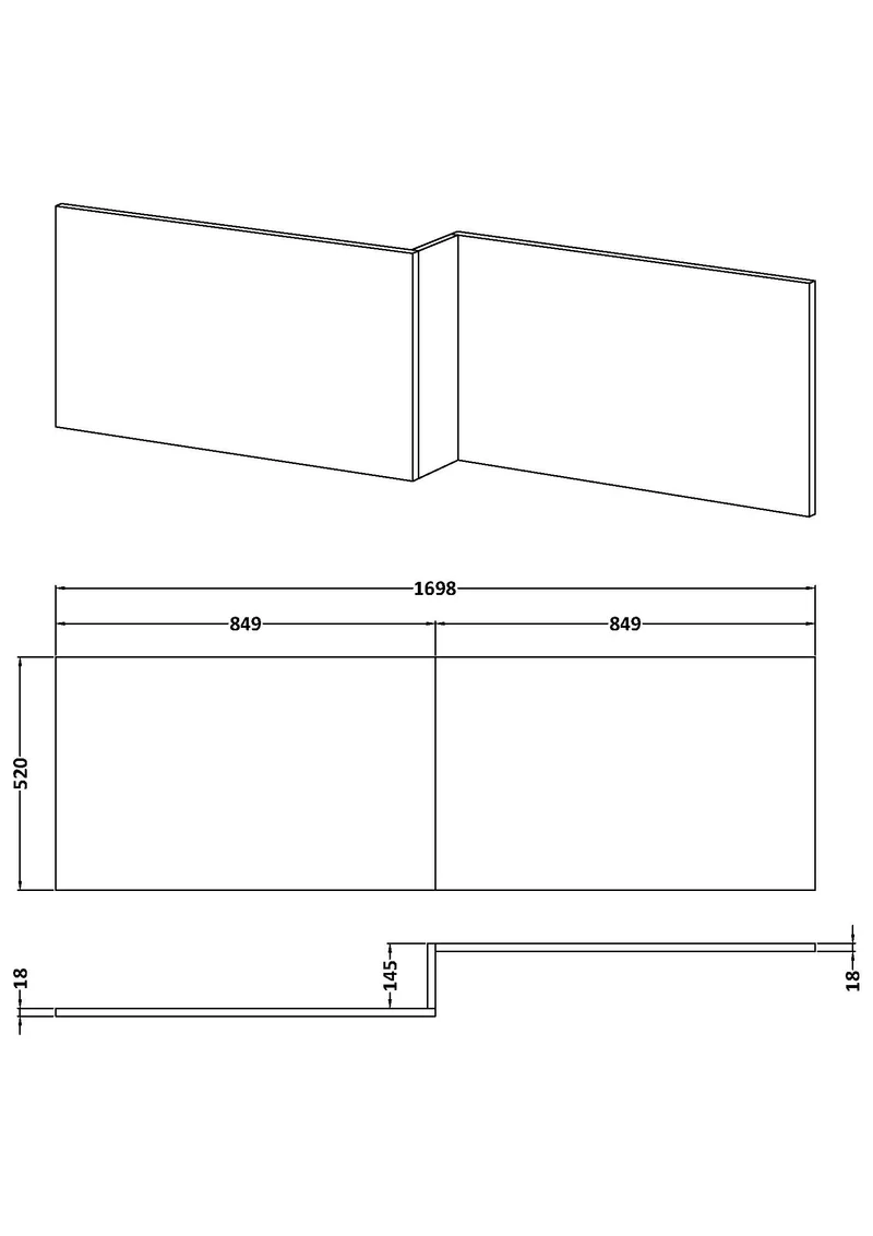 1700mm Square Shower Bath Front Panel - Solace Oak Woodgrain