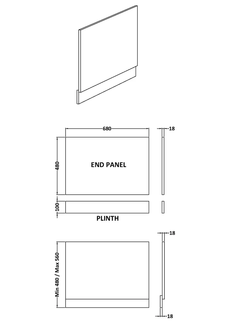 700mm Bath End Panel - Solace Oak Woodgrain