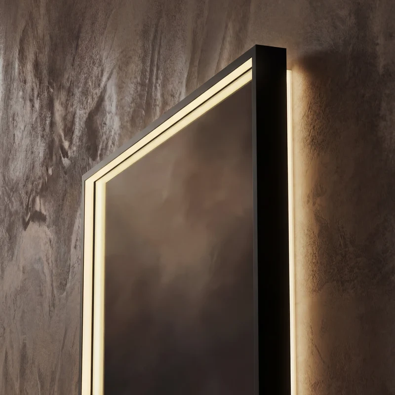 Kingsley Rectangular Illuminated Mirror 60 x 80cm - Black with Front & Back Lighting and Demister