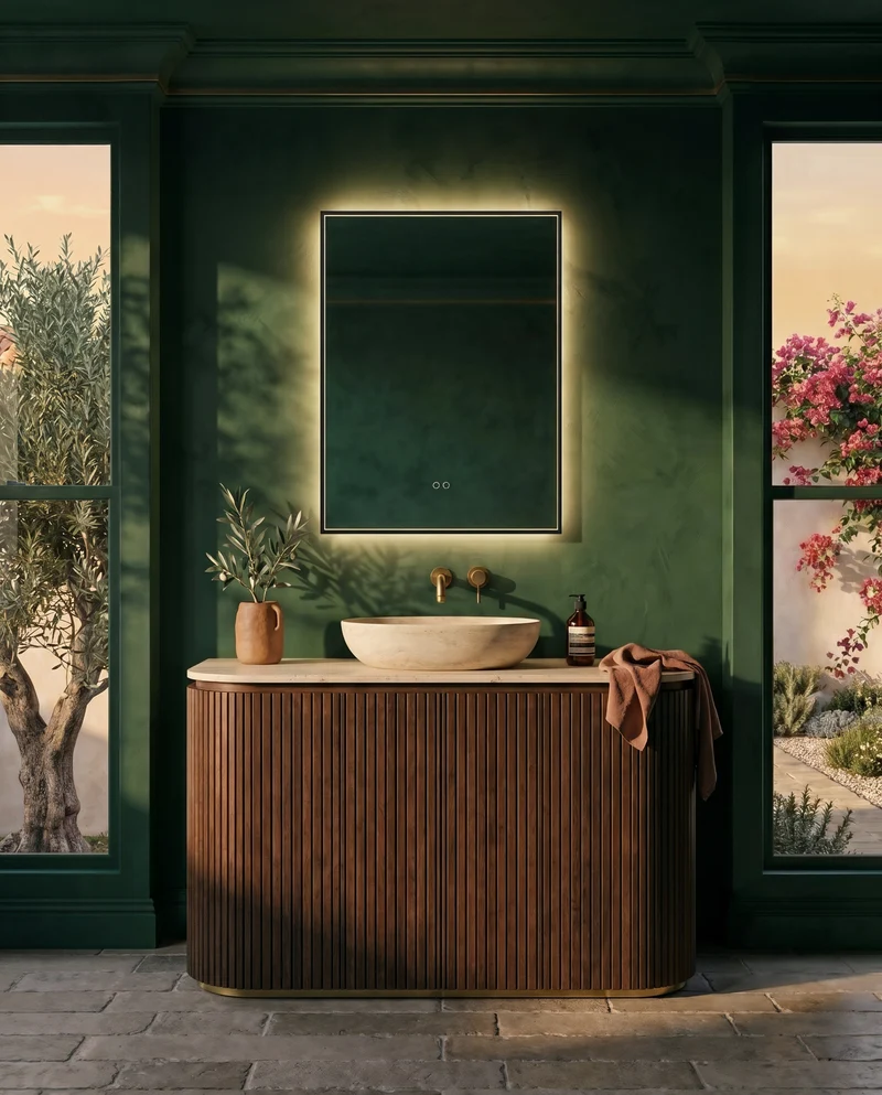 Kingsley Rectangular Illuminated Mirror 60 x 80cm - Black with Front & Back Lighting and Demister