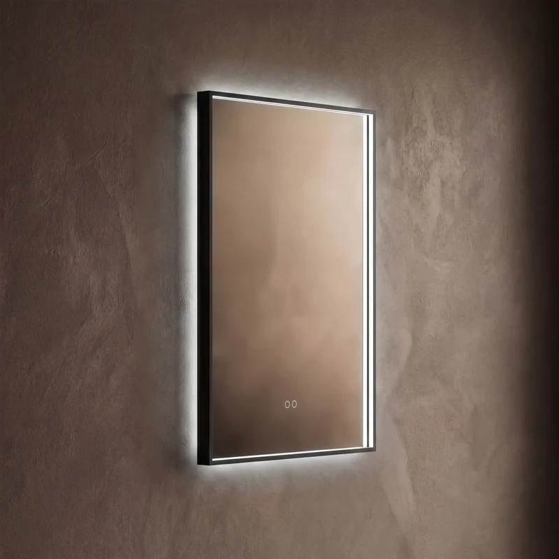 Kingsley Rectangular Illuminated Mirror 60 x 80cm - Black with Front & Back Lighting and Demister