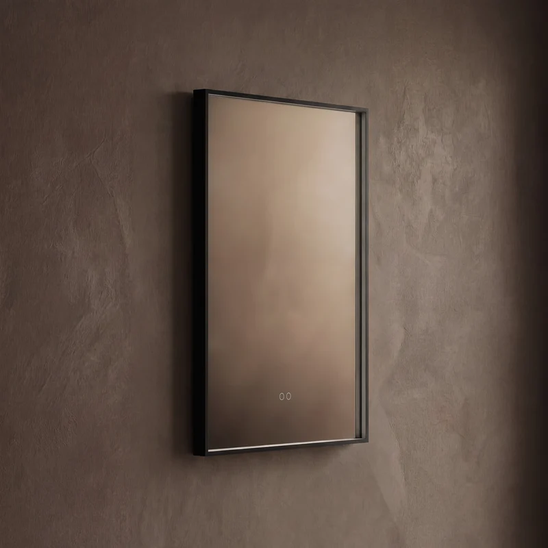 Kingsley Rectangular Illuminated Mirror 60 x 80cm - Black with Front & Back Lighting and Demister