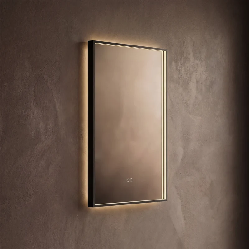 Kingsley Rectangular Illuminated Mirror 60 x 80cm - Black with Front & Back Lighting and Demister