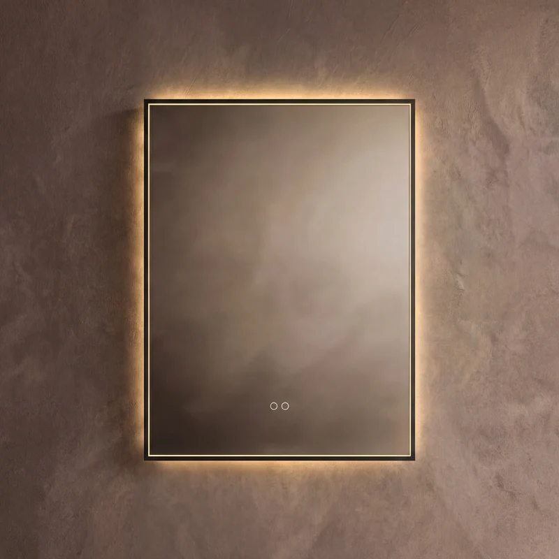 Kingsley Rectangular Illuminated Mirror 60 x 80cm - Black with Front & Back Lighting and Demister