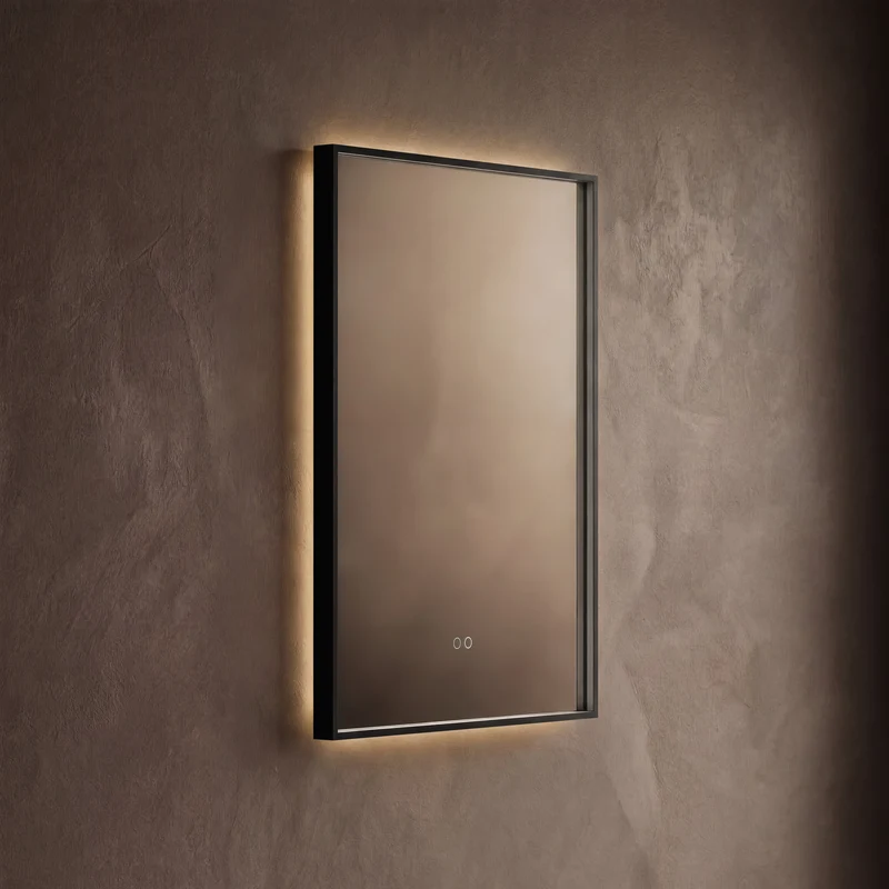 Kingsley Rectangular Illuminated Mirror 60 x 80cm - Black with Front & Back Lighting and Demister