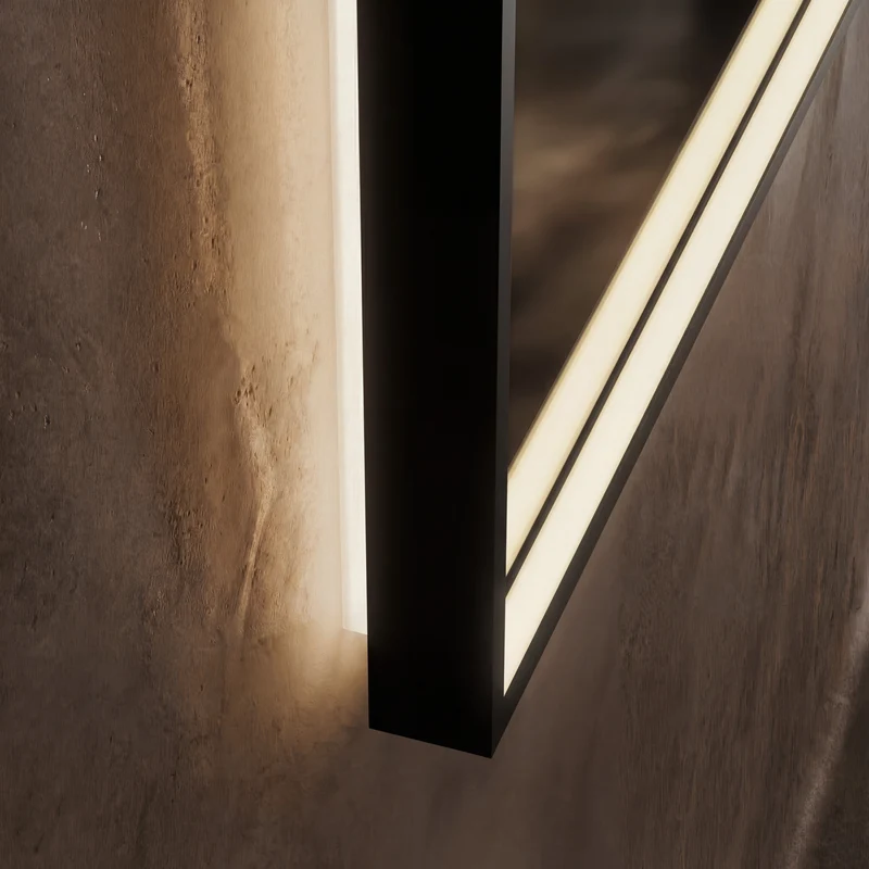 Kingsley Rectangular Illuminated Mirror 60 x 80cm - Black with Front & Back Lighting and Demister