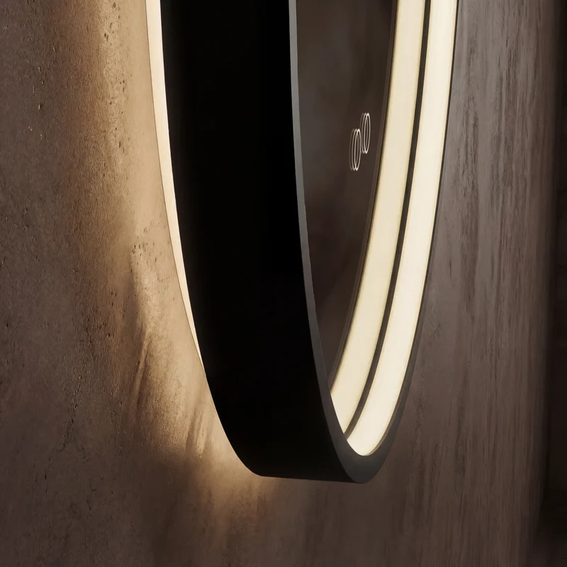 Kingsley Capsule Illuminated Mirror 50 x 100cm - Black with Front & Back Lighting and Demister