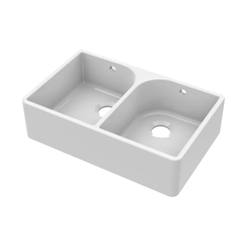Nuie Butler Sink With Flush Weir And Overflow 795x500x220 Traditional White Fireclay 220x795x500mm